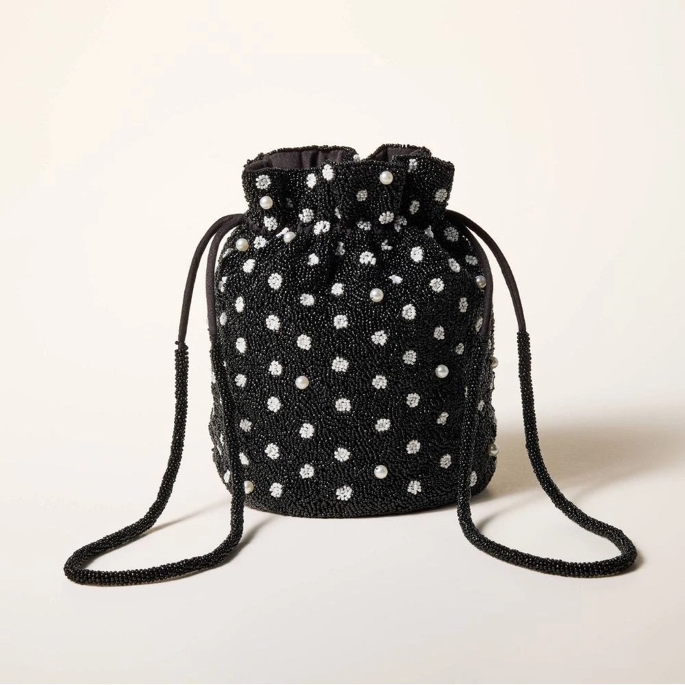 Kate Spade Black Mini Polka Dot Drawstring Bag NEW